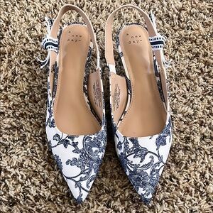 A New Day Blue and White heels Versatile Elegance
